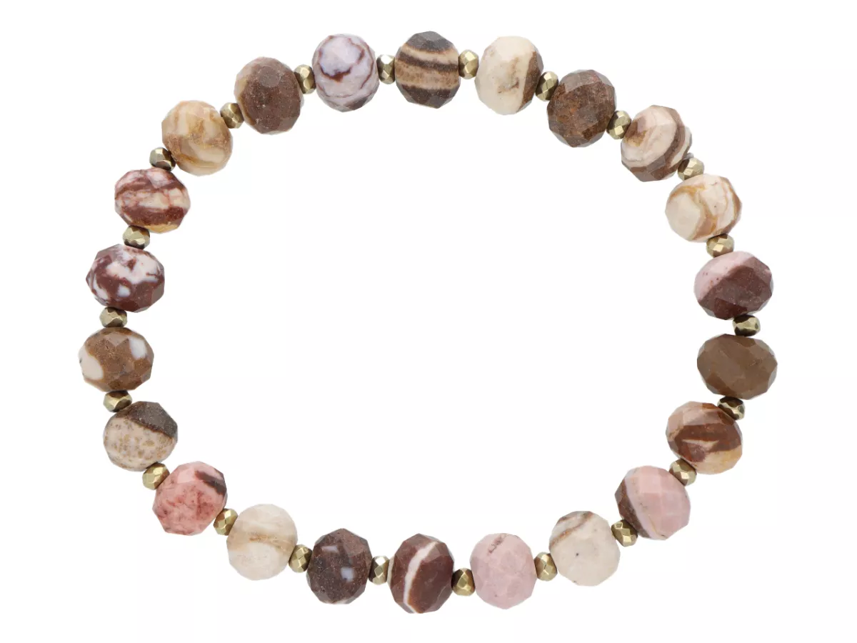 R5E68 BRANSOLETKA JASPIS ZEBRA I HEMATYT