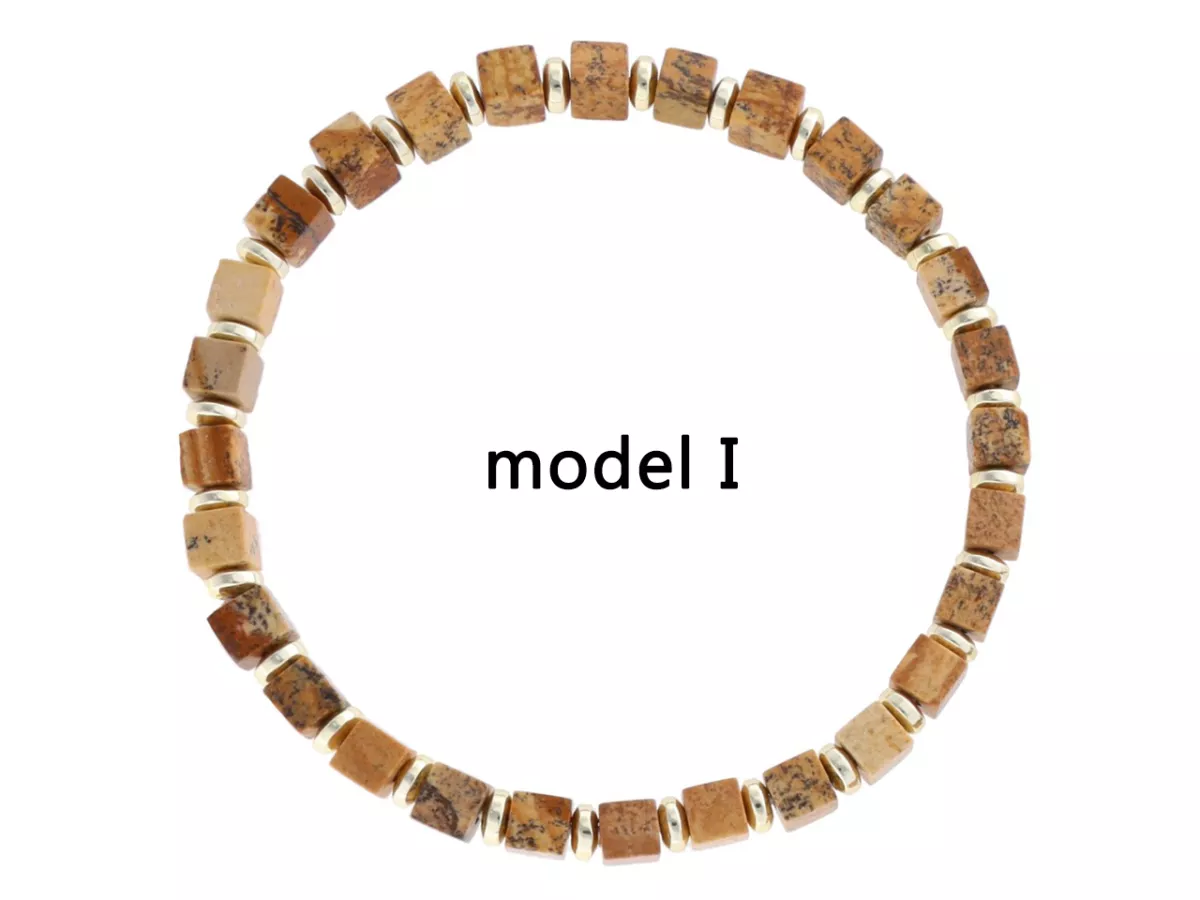 R4O79 BRANSOLETKA JASPIS OBRAZKOWY I HEMATYT