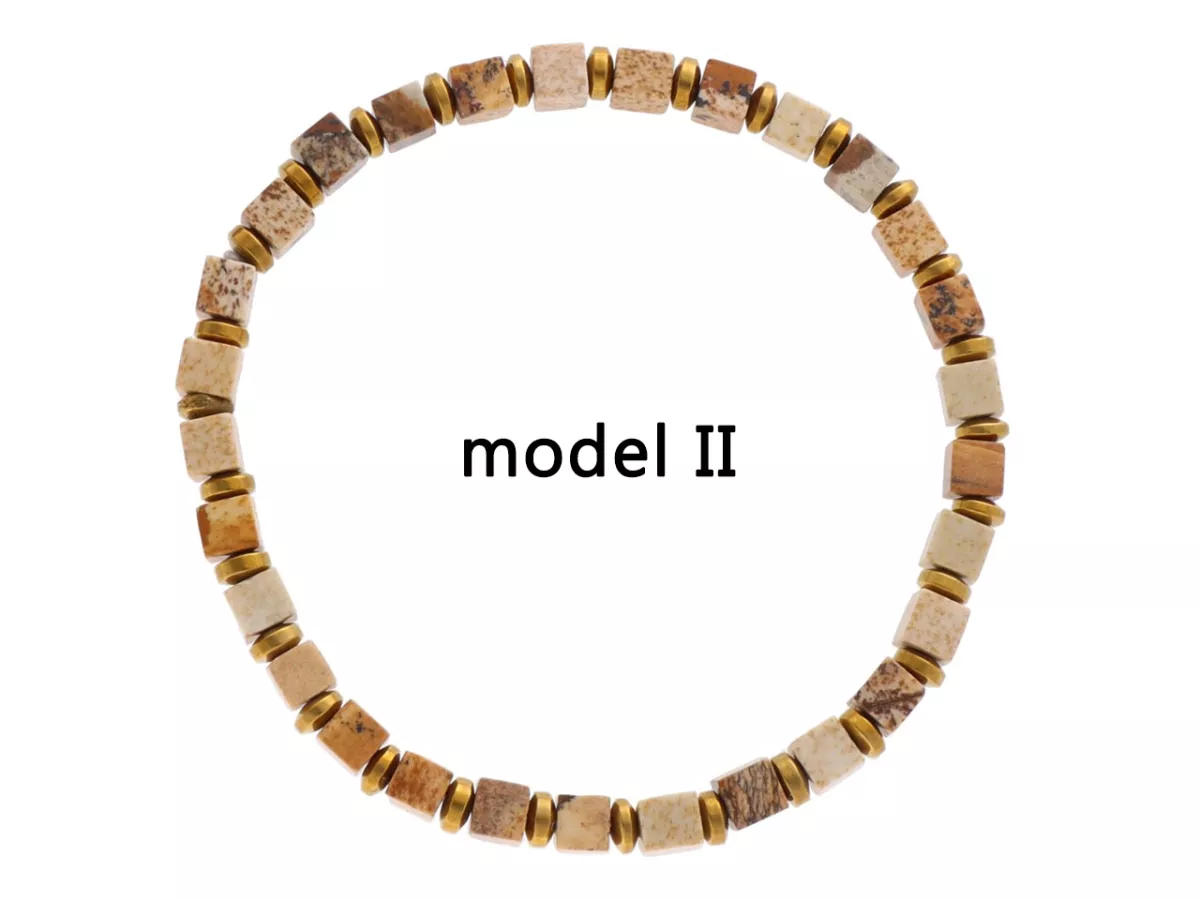 R4O79 BRANSOLETKA JASPIS OBRAZKOWY I HEMATYT