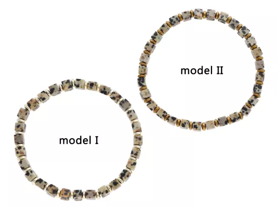 R4O77 BRANSOLETKA JASPIS DALMATYŃSKI I HEMATYT