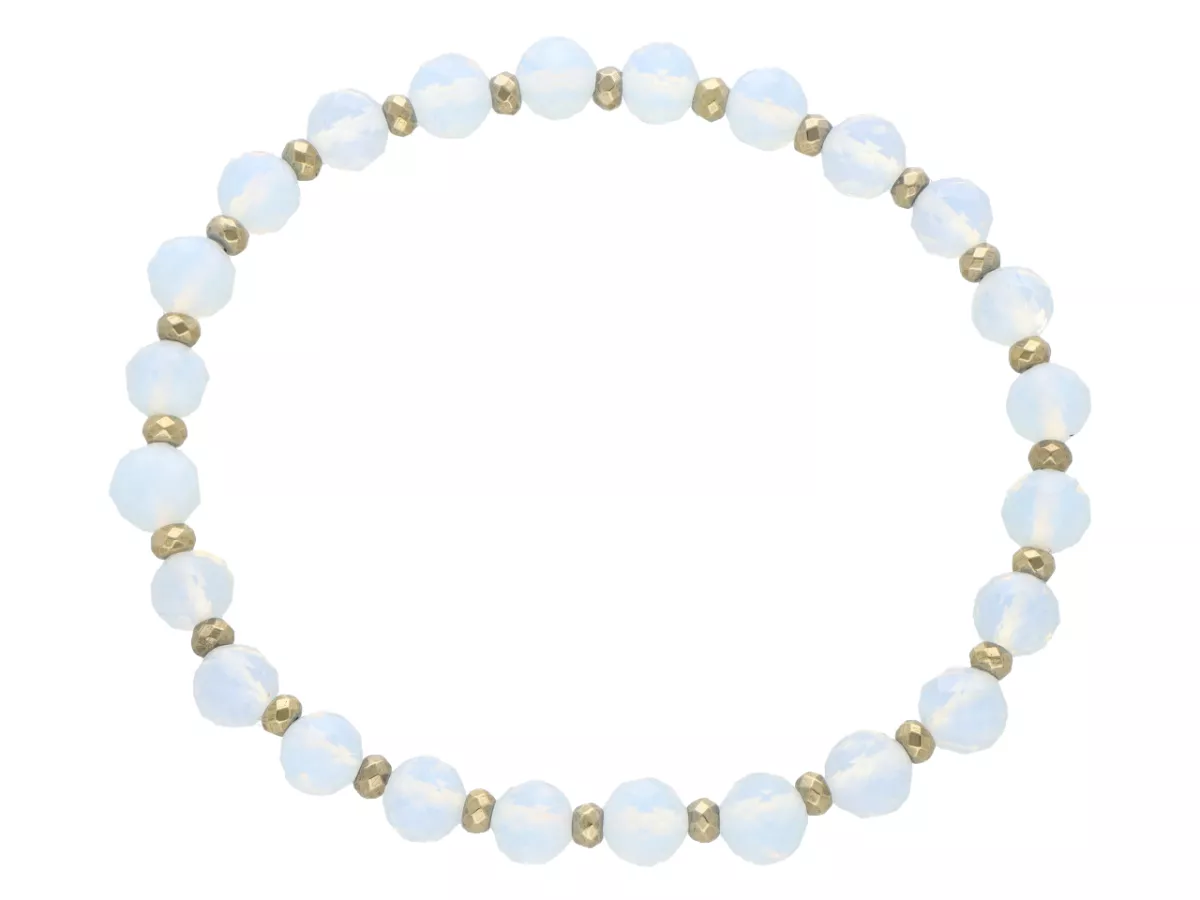 R5B75 BRANSOLETKA OPAL I HEMATYT