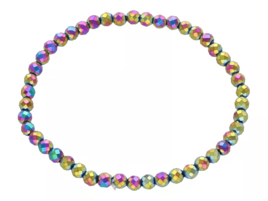 R2F91 BRANSOLETKA HEMATYT KULE FASETOWANE 4 mm