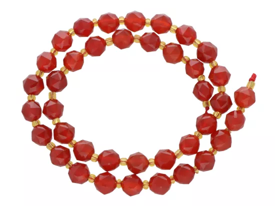 K7R85 AGAT KARNEOLOWY DIAMENTOWY KULE FASETOWANE 8 mm 1 SZNUR