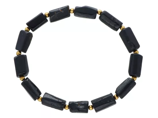 R5C70 BRANSOLETKA TURMALIN CZARNY I HEMATYT MIODOWY