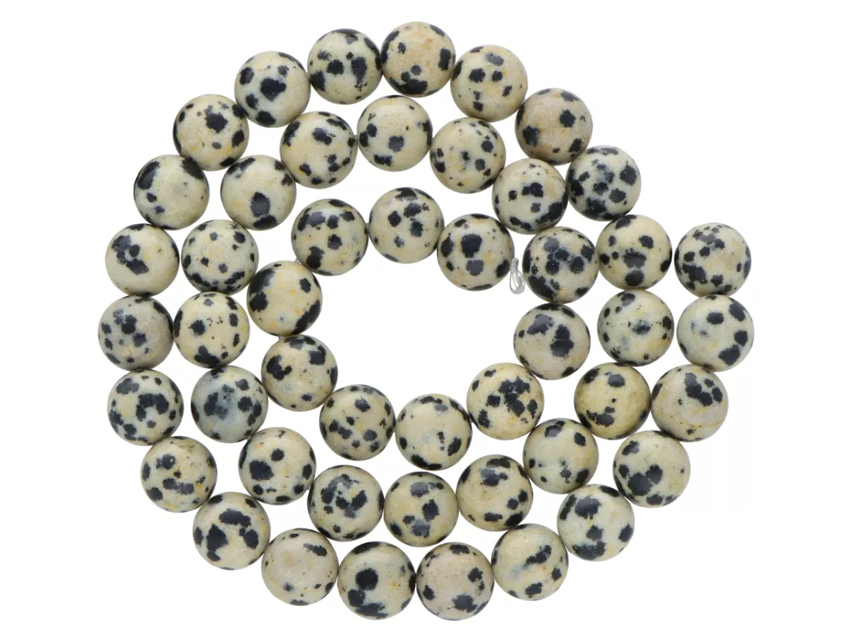 K5Y58 JASPIS DALMATYŃSKI KULE 8,5 mm - 1 SZNUR