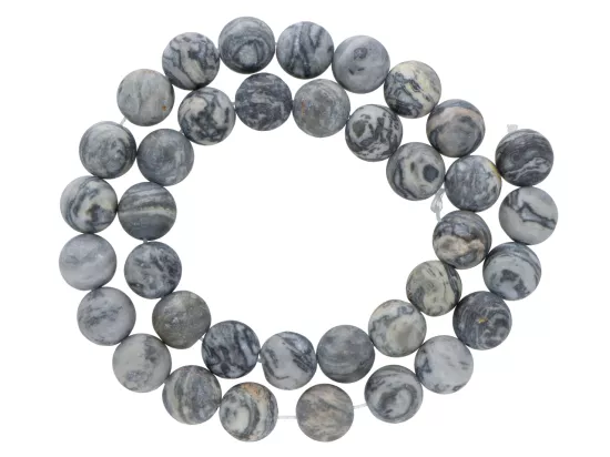 K6P56 JASPIS PICASSO SZARY MATOWY KULE 10,5 mm 1 SZNUR