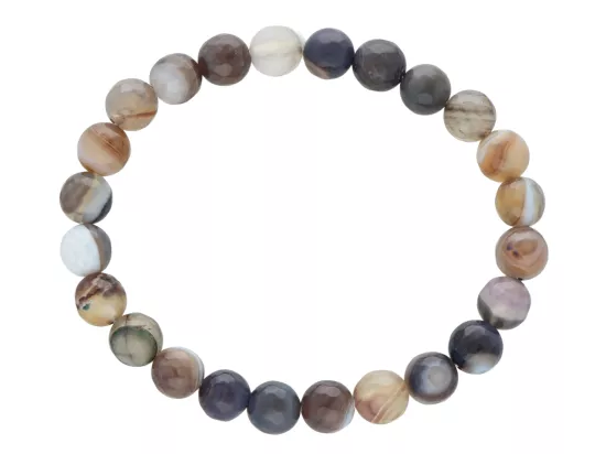 R2W97 BRANSOLETKA AGAT BOTSWANA KULE FASETOWANE 8 mm