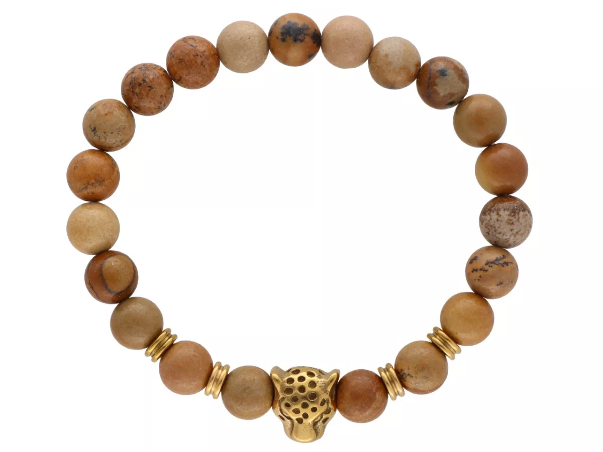 R4N64 BRANSOLETKA JASPIS OBRAZKOWY KULE 8,5 mm