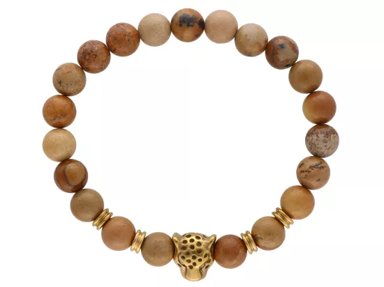 R4N64 BRANSOLETKA JASPIS OBRAZKOWY KULE 8,5 mm