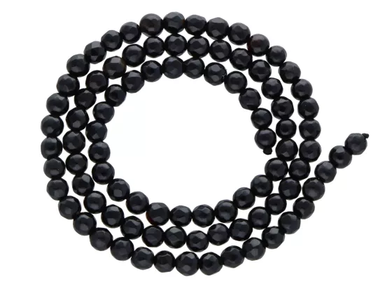 K6Y92 ONYKS LUX KULE FASETOWANE 4 mm - 1 SZNUR