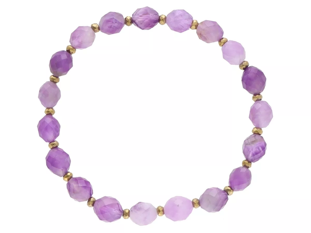 R4U39 BRANSOLETKA AMETYST OWAL FASETOWANY 7/8 mm