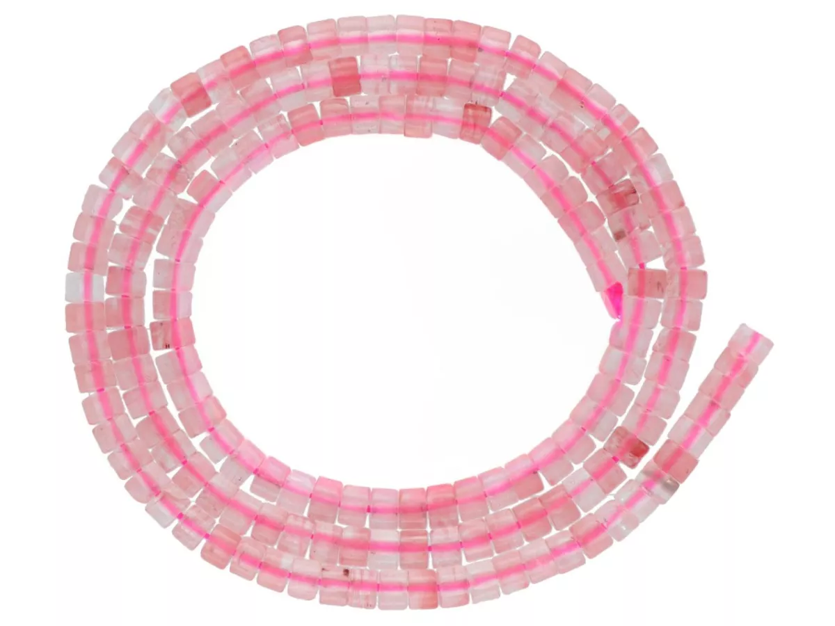 K7R71 KWARC RÓŻOWY WALEC 3/2 mm  - 1 SZNUR