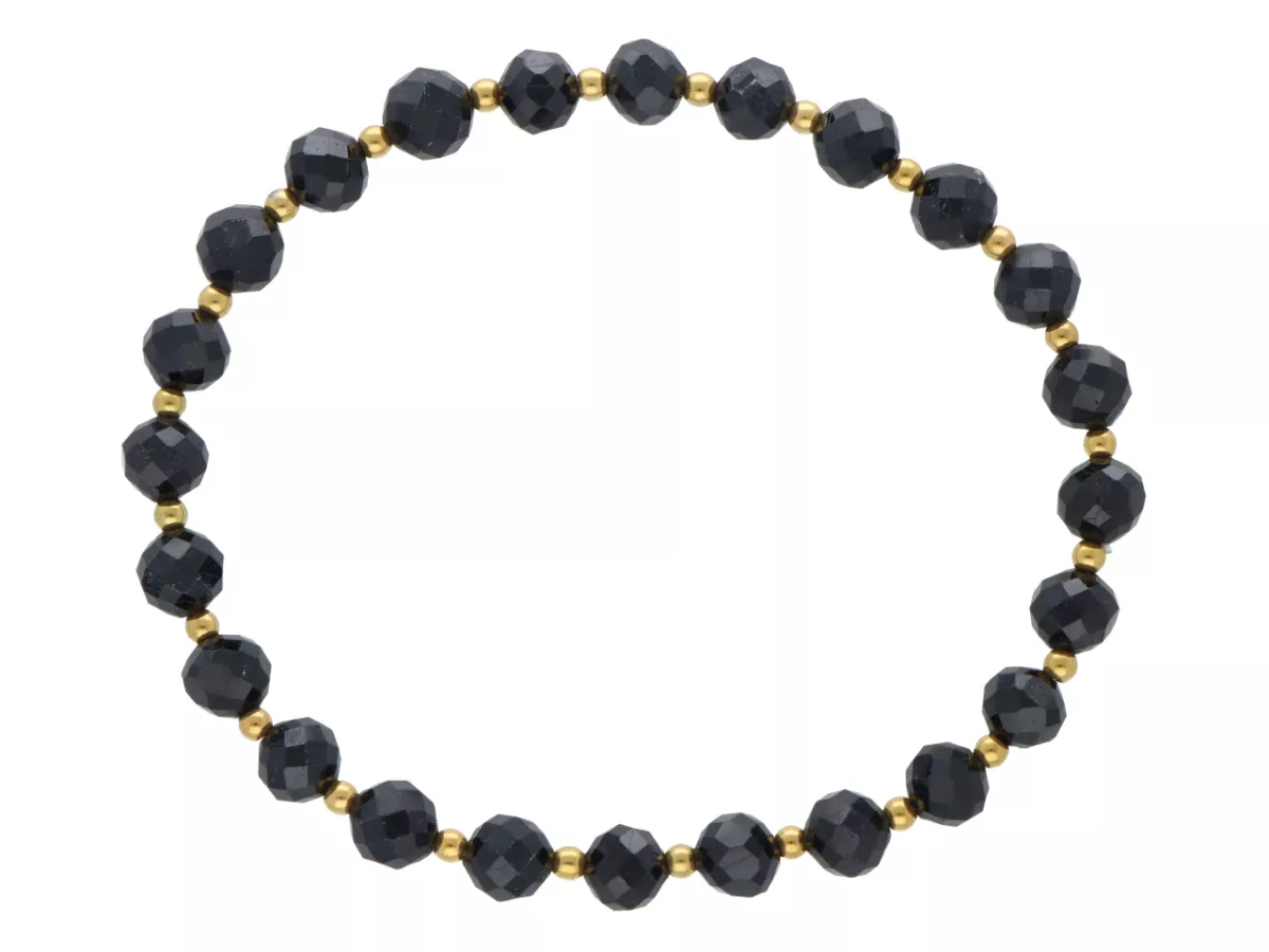 R5D67 BRANSOLETKA TURMALIN CZARNY I HEMATYT MIODOWY