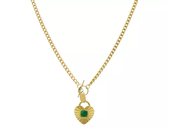 N3K08 NASZYJNIK MALACHIT I STAL CHIRURGICZNA