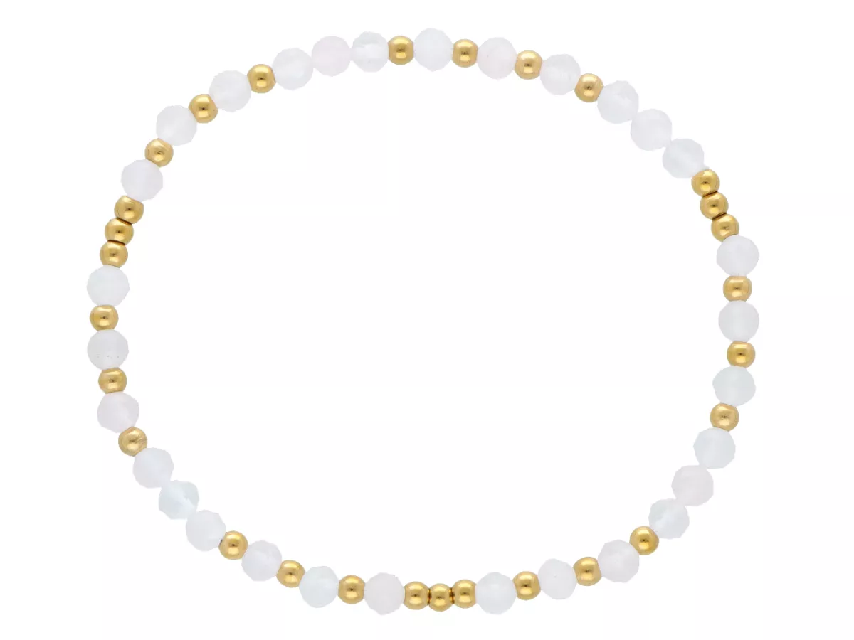 R5E26 BRANSOLETKA KWARC RÓŻOWY I STAL CHIRURGICZNA