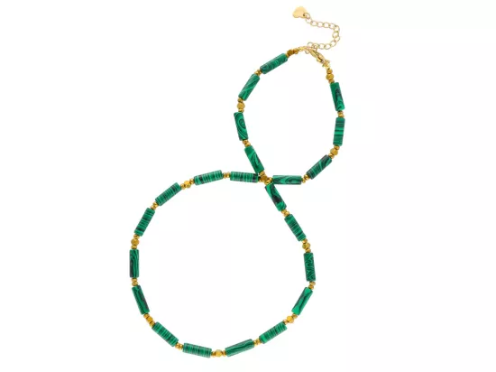 N3M76 NASZYJNIK MALACHIT I HEMATYT