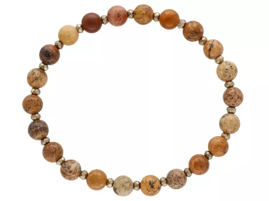 R4M63 BRANSOLETKA JASPIS OBRAZKOWY KULE 6,5 mm