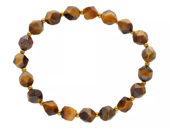 R4M26 BRANSOLETKA TYGRYSIE OKO DIAMENTOWY KULE FASETOWANE 8 mm