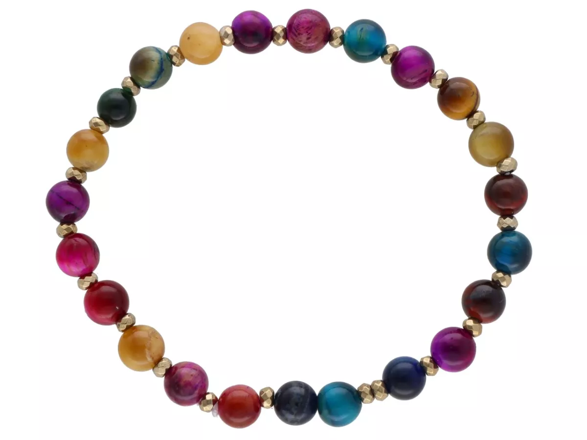 R4M59 BRANSOLETKA TYGRYSIE OKO MIX KOLORÓW KULE 6,5 mm