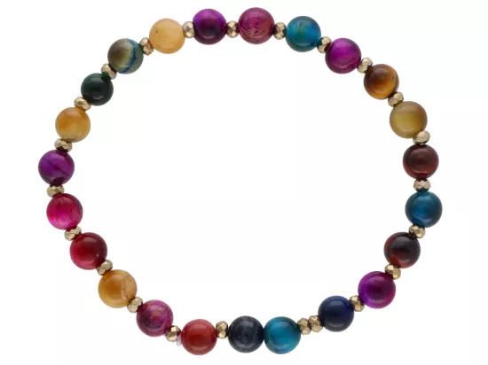 R4M59 BRANSOLETKA TYGRYSIE OKO MIX KOLORÓW KULE 6,5 mm