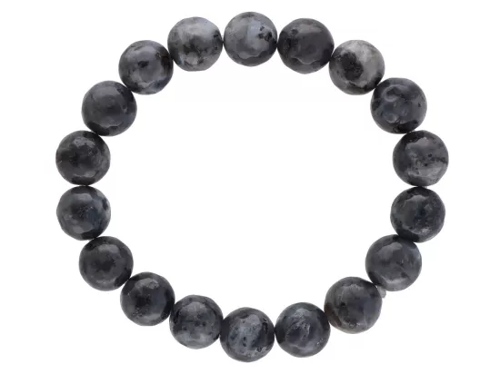 R2I68 BRANSOLETKA LABRADORYT CZARNY KULE FASETOWANE 10 mm