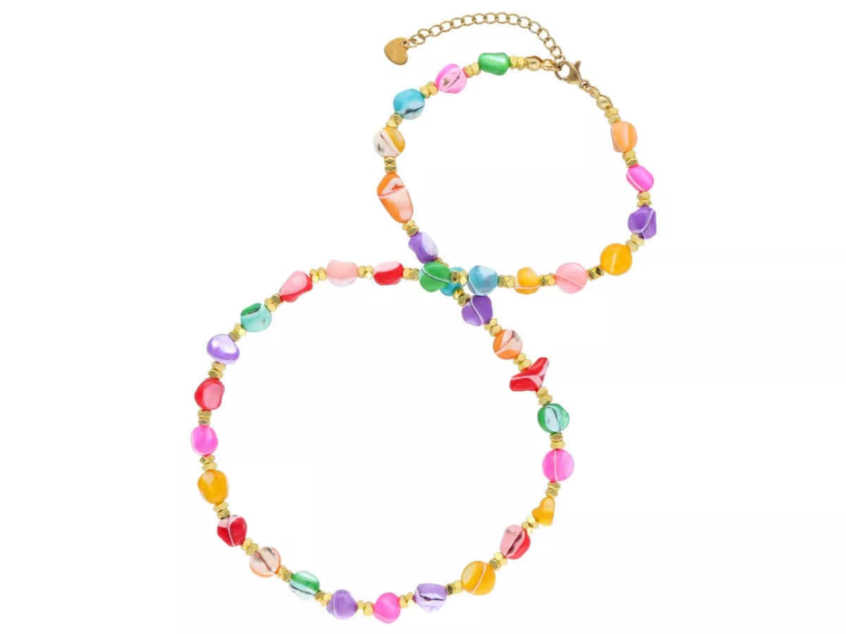 N3L79 NASZYJNIK MASA PERŁOWA I HEMATYT