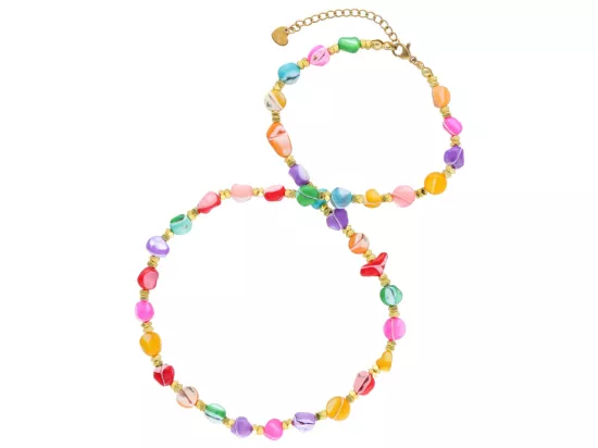 N3L79 NASZYJNIK MASA PERŁOWA I HEMATYT