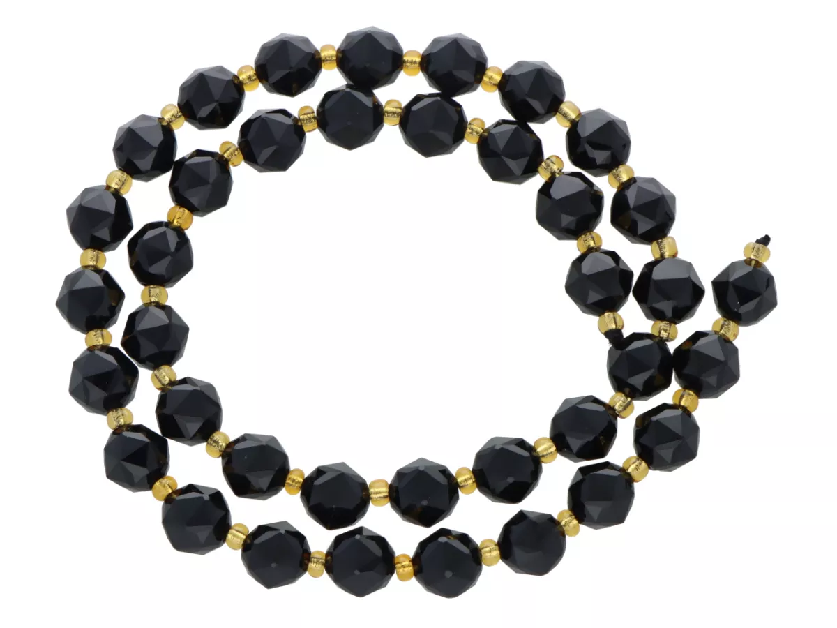 K7R82 AGAT CZARNY DIAMENTOWY KULE FASETOWANE 8 mm 1 SZNUR