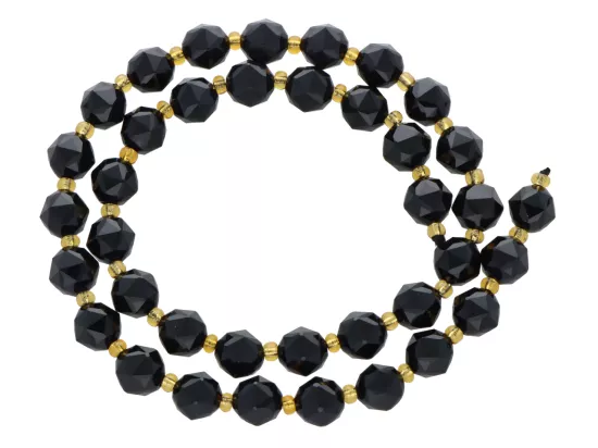 K7R82 AGAT CZARNY DIAMENTOWY KULE FASETOWANE 8 mm 1 SZNUR
