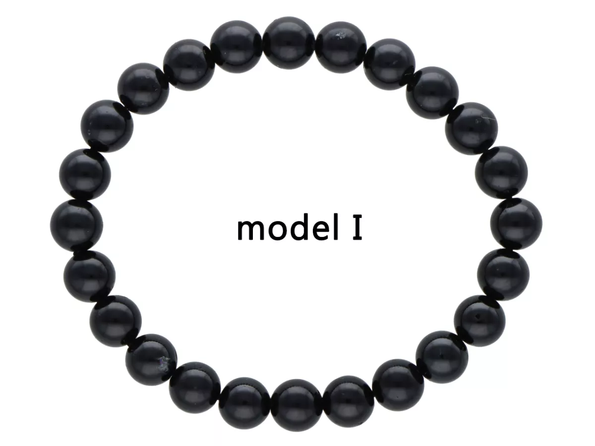 R4B54 BRANSOLETKA CZARNY TURMALIN KULE 8 mm