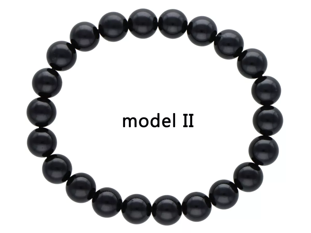 R4B54 BRANSOLETKA CZARNY TURMALIN KULE 8 mm