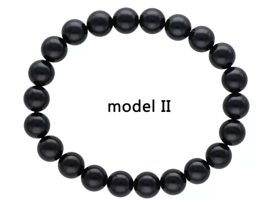 R4B54 BRANSOLETKA CZARNY TURMALIN KULE 8 mm