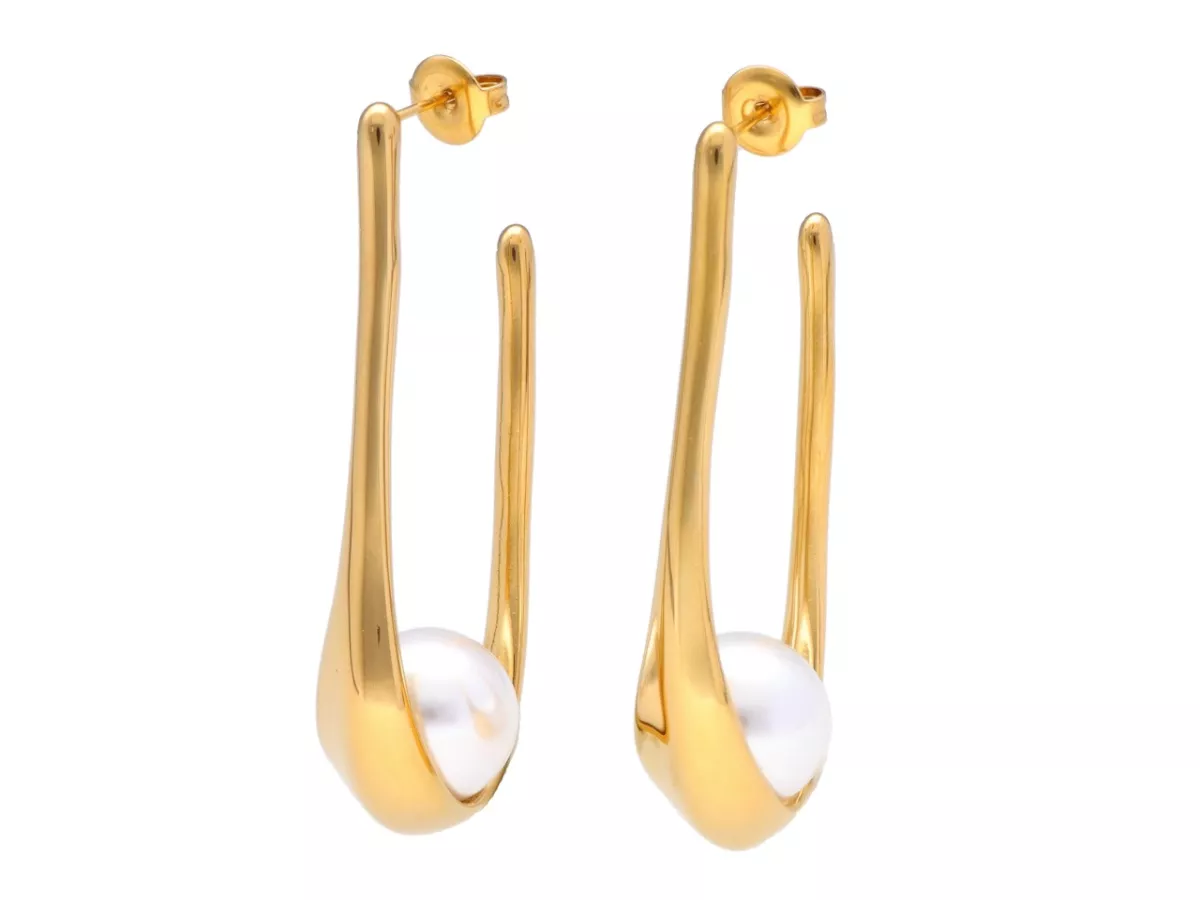 U1Z11 KOLCZYKI PERŁA MAJORKA I STAL CHIRURGICZNA 1 PARA