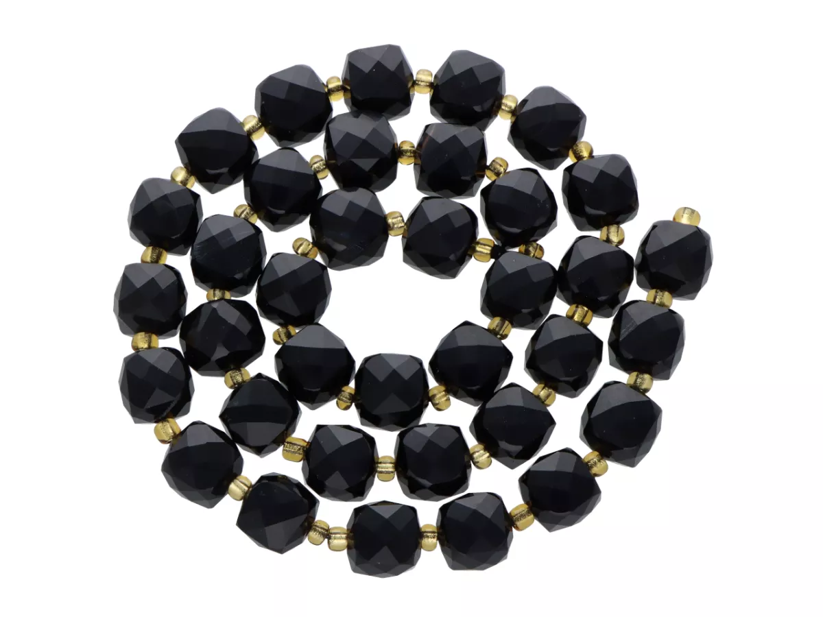 K7I91 AGAT CZARNY KOSTKI FASETOWANE 9/9 mm - 1 SZNUR