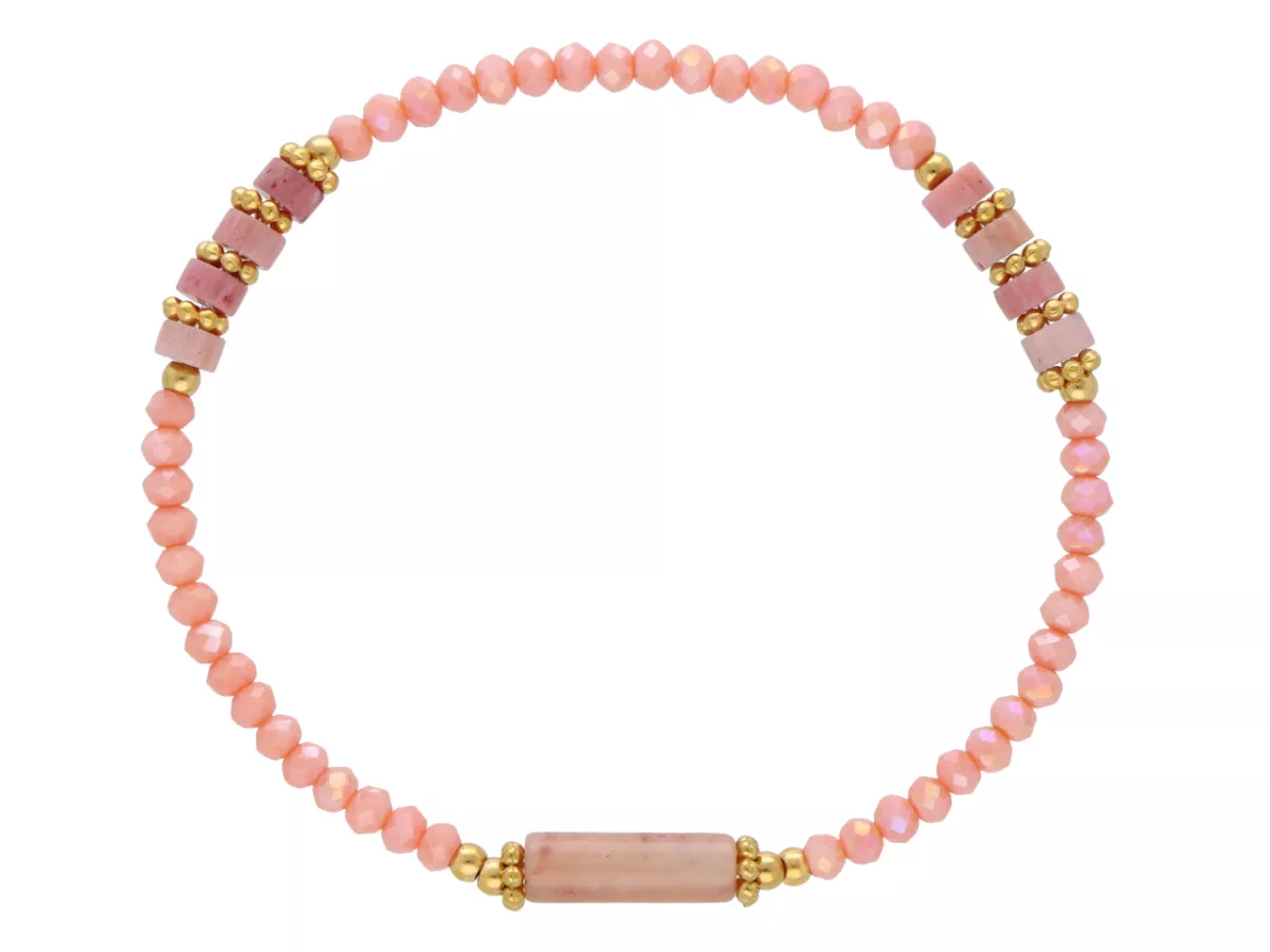 R5C86 BRANSOLETKA RODONIT KRYSZTAŁKI I STAL CHIRURGICZNA