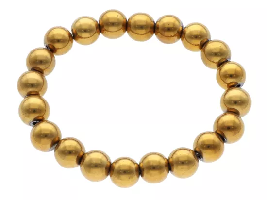 R1K33 BRANSOLETKA HEMATYT ZŁOTY KULE 10 mm