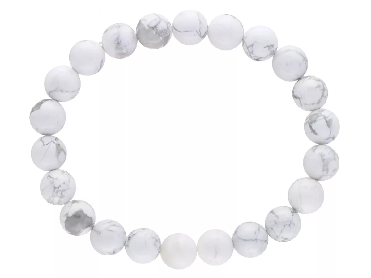 R4W10 BRANSOLETKA HOWLIT BIAŁY LUX KULE 8,5 mm