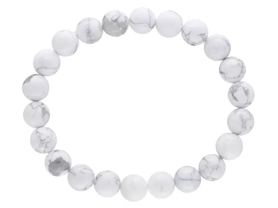 R4W10 BRANSOLETKA HOWLIT BIAŁY LUX KULE 8,5 mm