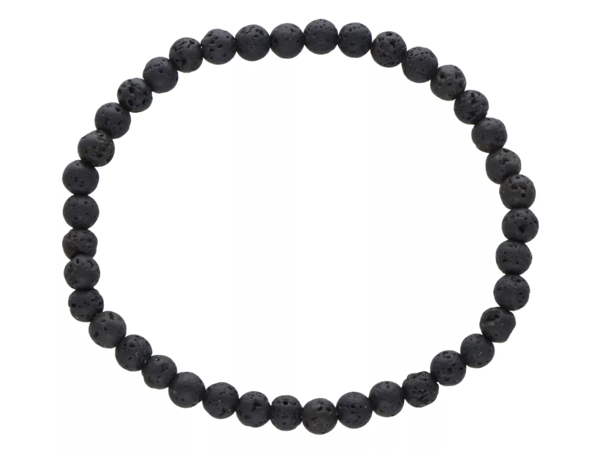 R2O87 BRANSOLETKA CZARNA LAWA KULE 4,5 mm