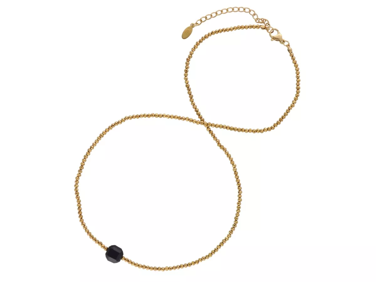 N3P46 NASZYJNIK ONYKS I HEMATYT MIODOWY