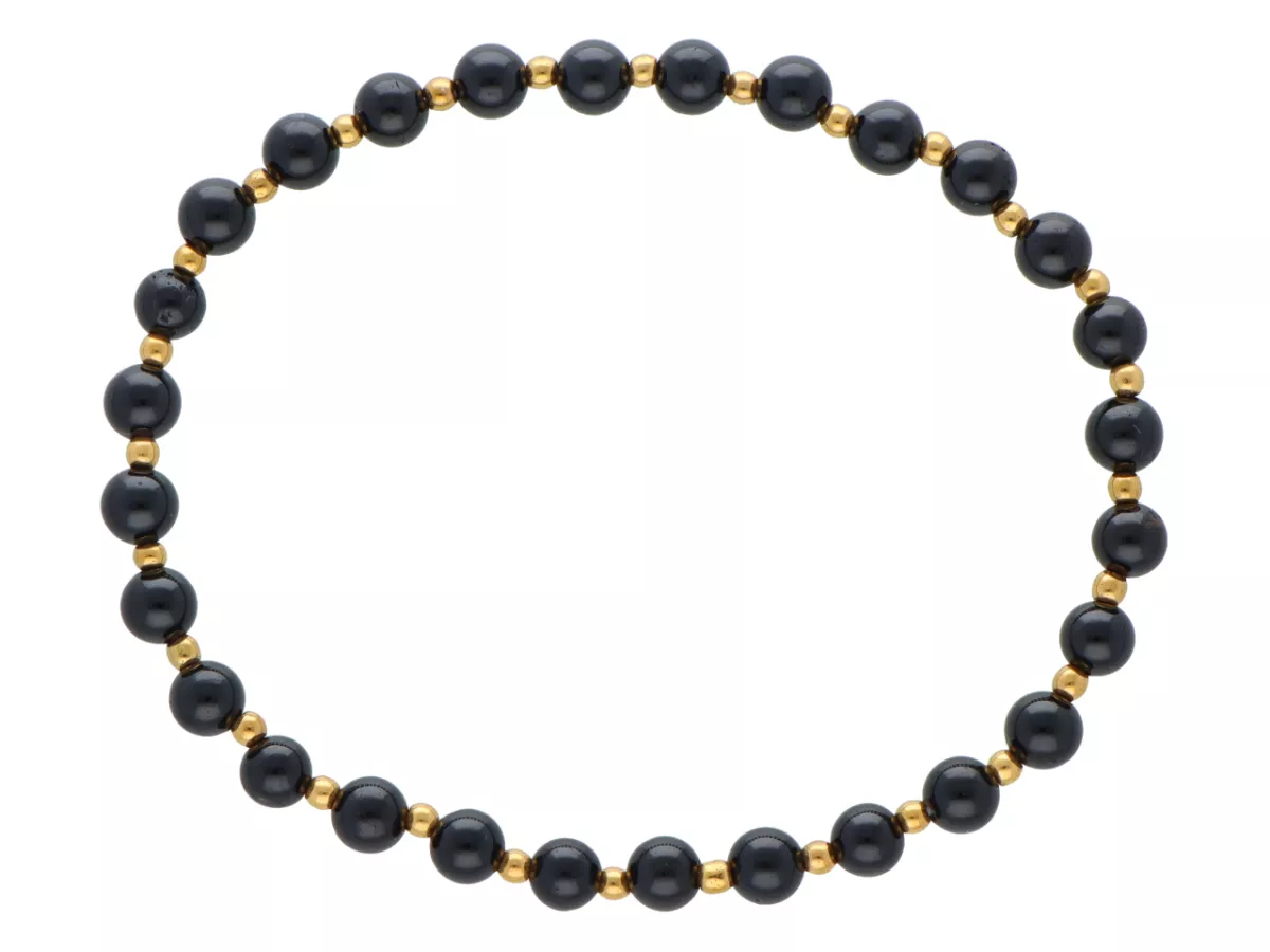 R5C72 BRANSOLETKA TURMALIN CZARNY I HEMATYT MIODOWY