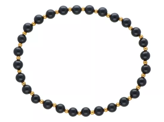 R5C72 BRANSOLETKA TURMALIN CZARNY I HEMATYT MIODOWY