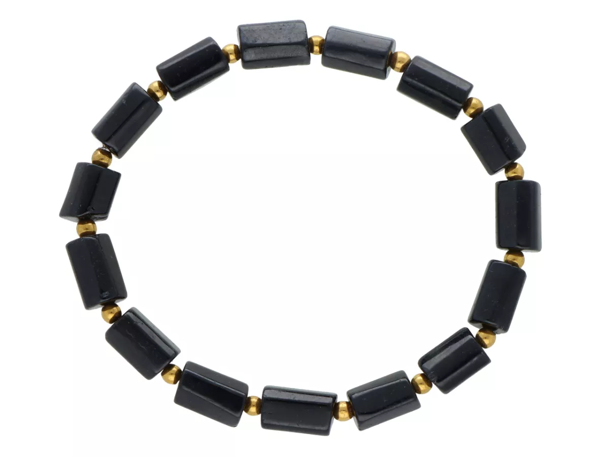 R5C66 BRANSOLETKA TURMALIN CZARNY I HEMATYT