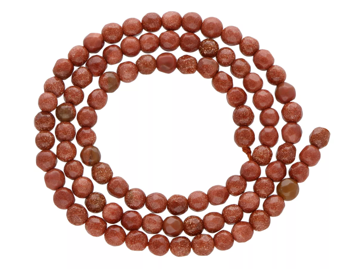 K6N75 PIASEK PUSTYNI KULE FASETOWANE 4 mm - 1 SZNUR