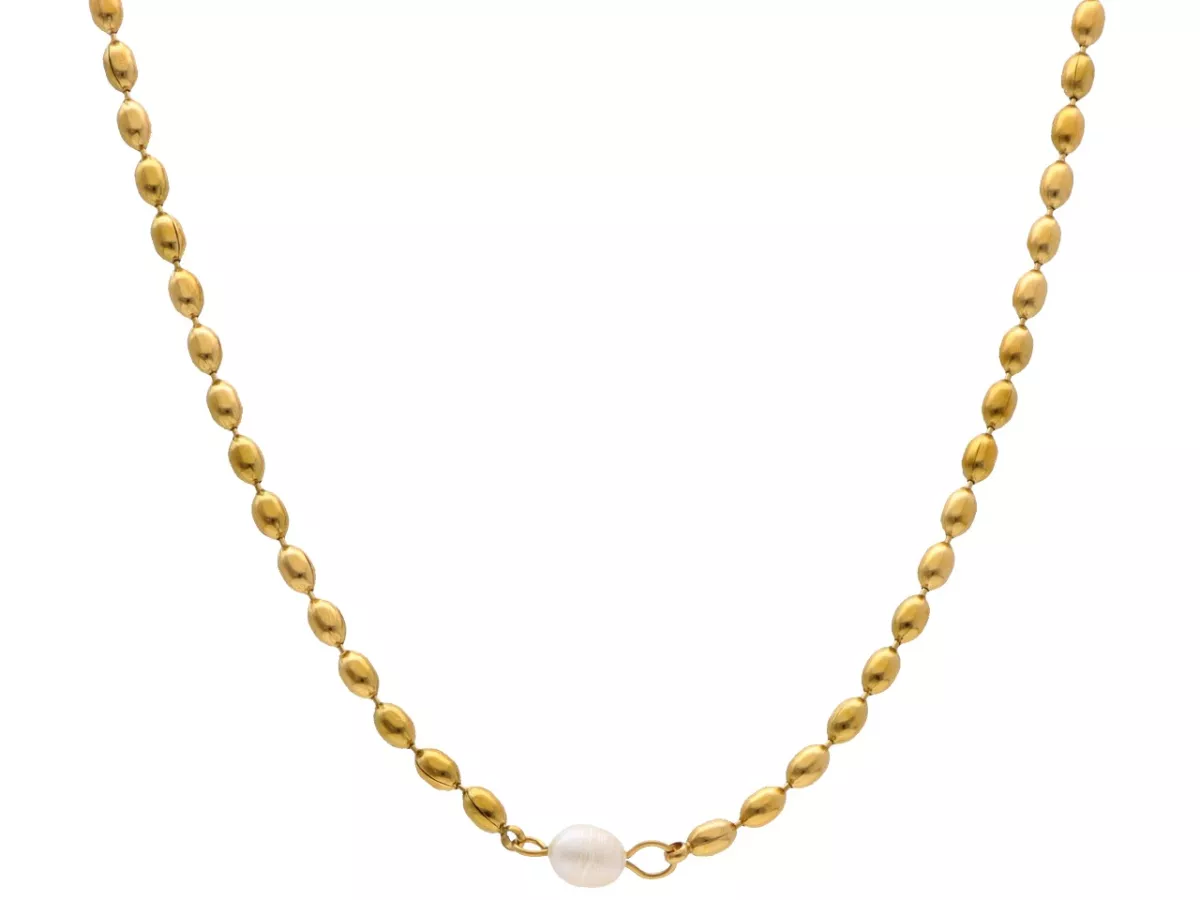 N3O85 NASZYJNIK PERŁA NATURALNA I STAL CHIRURGICZNA