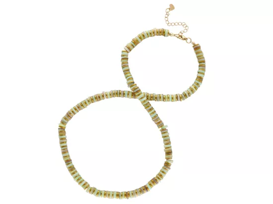 N3L84 NASZYJNIK MASA PERŁOWA I HEMATYT