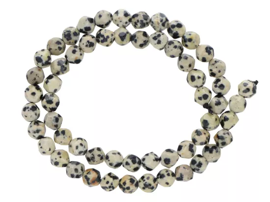 K7U70 JASPIS DALMATYŃSKI DIAMENTOWY KULE FASETOWANE 6 mm 1 SZNUR