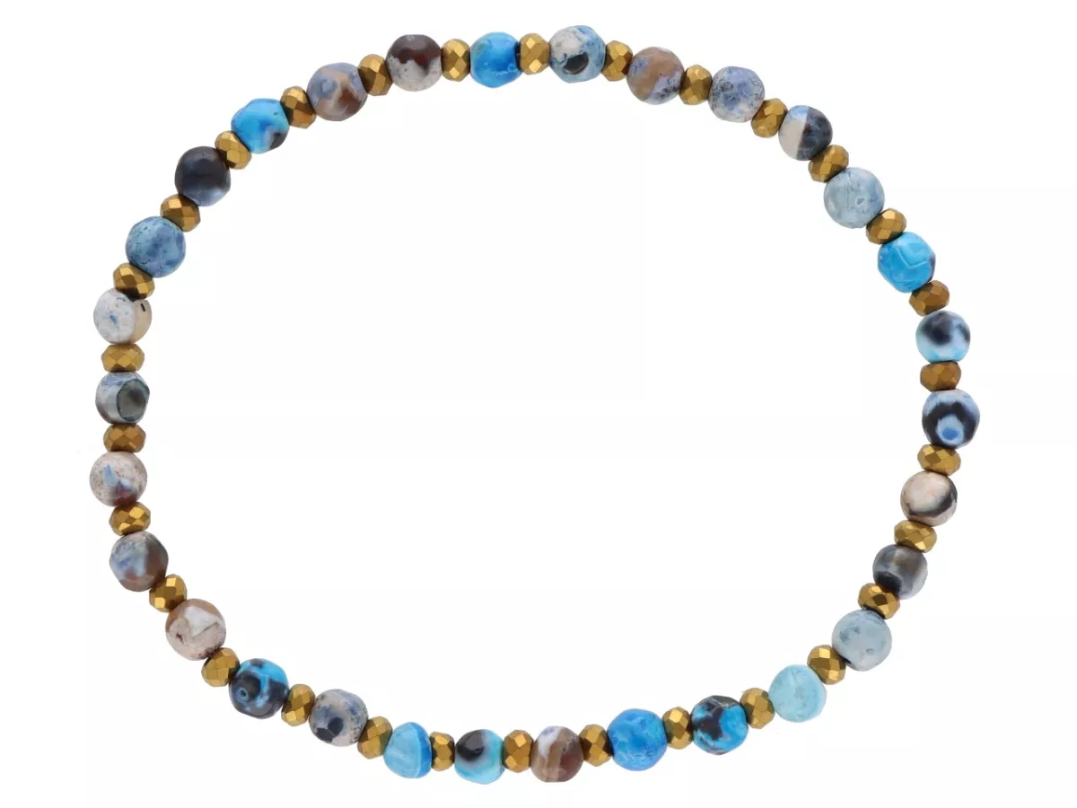 R5B09 BRANSOLETKA AGAT I HEMATYT