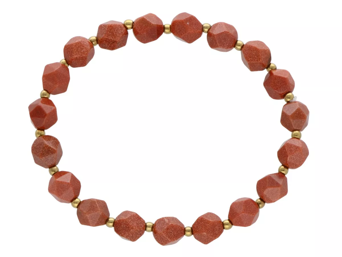 R4M30 BRANSOLETKA PIASEK PUSTYNI DIAMENTOWY KULE FASETOWANE 8 mm