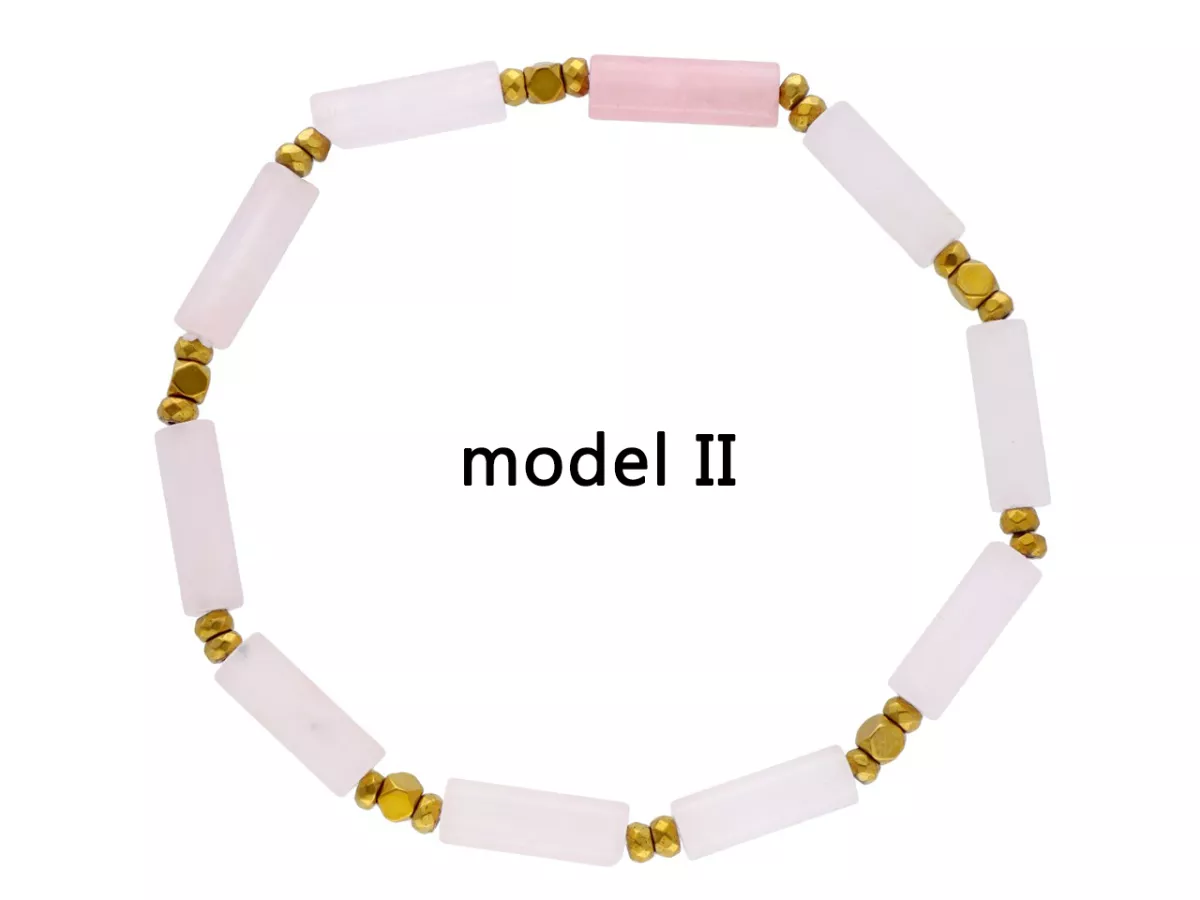 R4M69 BRANSOLETKA KWARC RÓŻOWY I HEMATYT